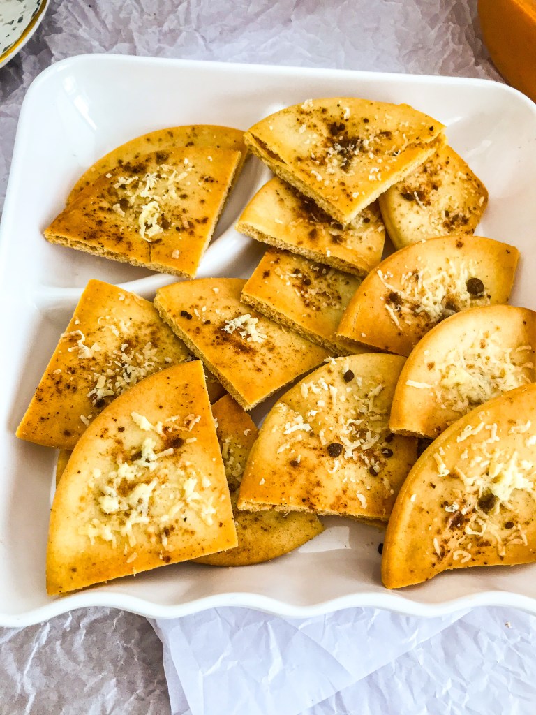 Plate full of pita toasts