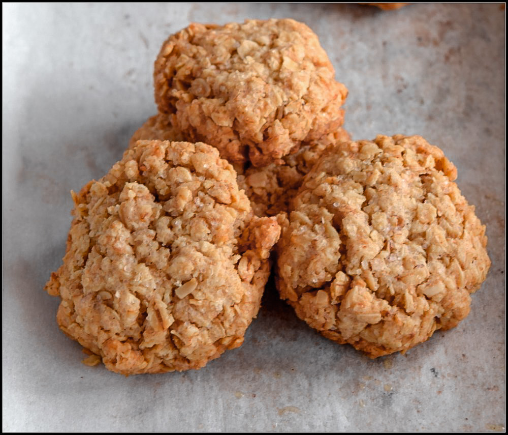 Some oats cookies cooling in the baking tray